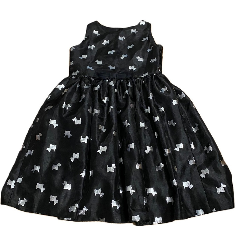 Gymboree Scottie Scottish Dog Dress Sz 10 Bow Black Silver Sleeveless